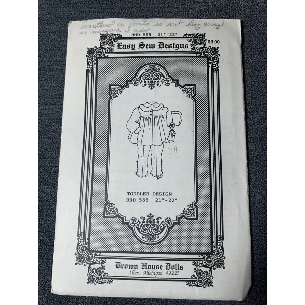 Easy Sew Designs Doll Clothing Pattern BHD 555 21